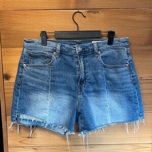 Gap 4” High Rise Girlfriend Cut Offs Raw Hem Blue Denim Jean Shorts Size 31/12R